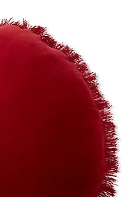 Faye Red Velvet Fringe Round Pillow
