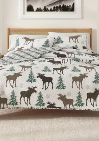 Wildlife Moose Printed Quilt Set