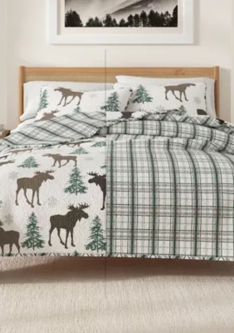 Wildlife Moose Printed Quilt Set