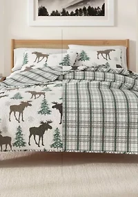 Wildlife Moose Printed Quilt Set