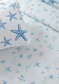 Starfish Printed Coastal Quilt Set