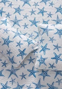 Starfish Printed Coastal Quilt Set