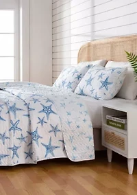 Starfish Printed Coastal Quilt Set