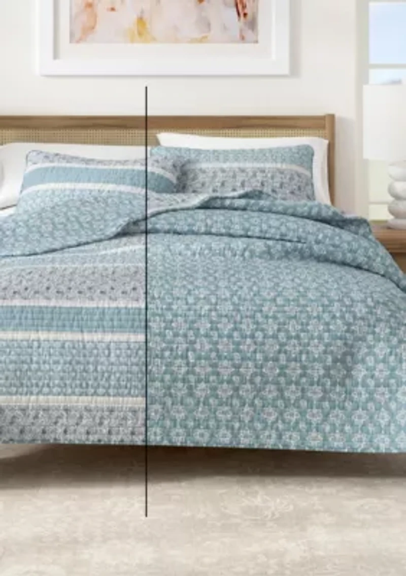 Striped Paisley Quilt Set