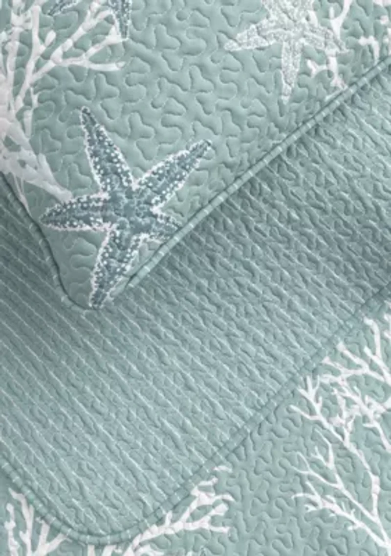 Blue / Grey Coral Coastal Quilt Set