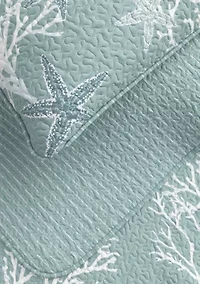 Blue / Grey Coral Coastal Quilt Set