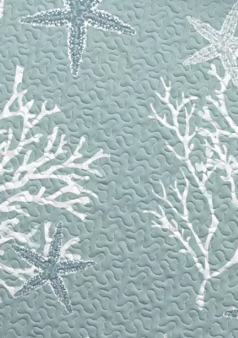 Blue / Grey Coral Coastal Quilt Set