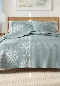 Blue / Grey Coral Coastal Quilt Set