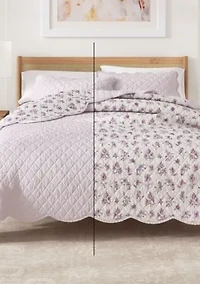 Spring Petals Floral Scalloped Quilt Set