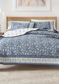 Boho Floral Printed Quilt Set