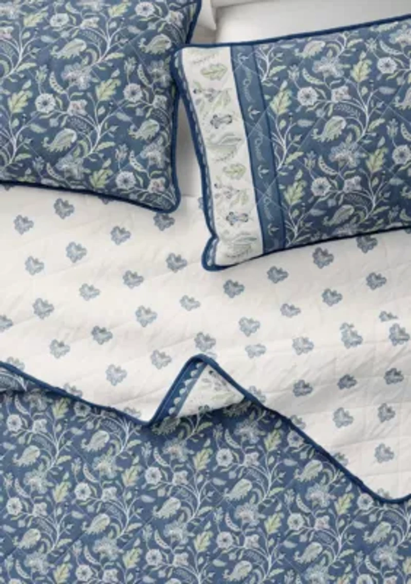 Boho Floral Printed Quilt Set