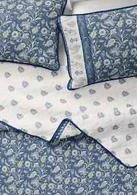Boho Floral Printed Quilt Set