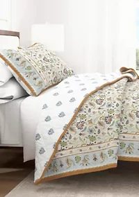 Boho Floral Printed Quilt Set
