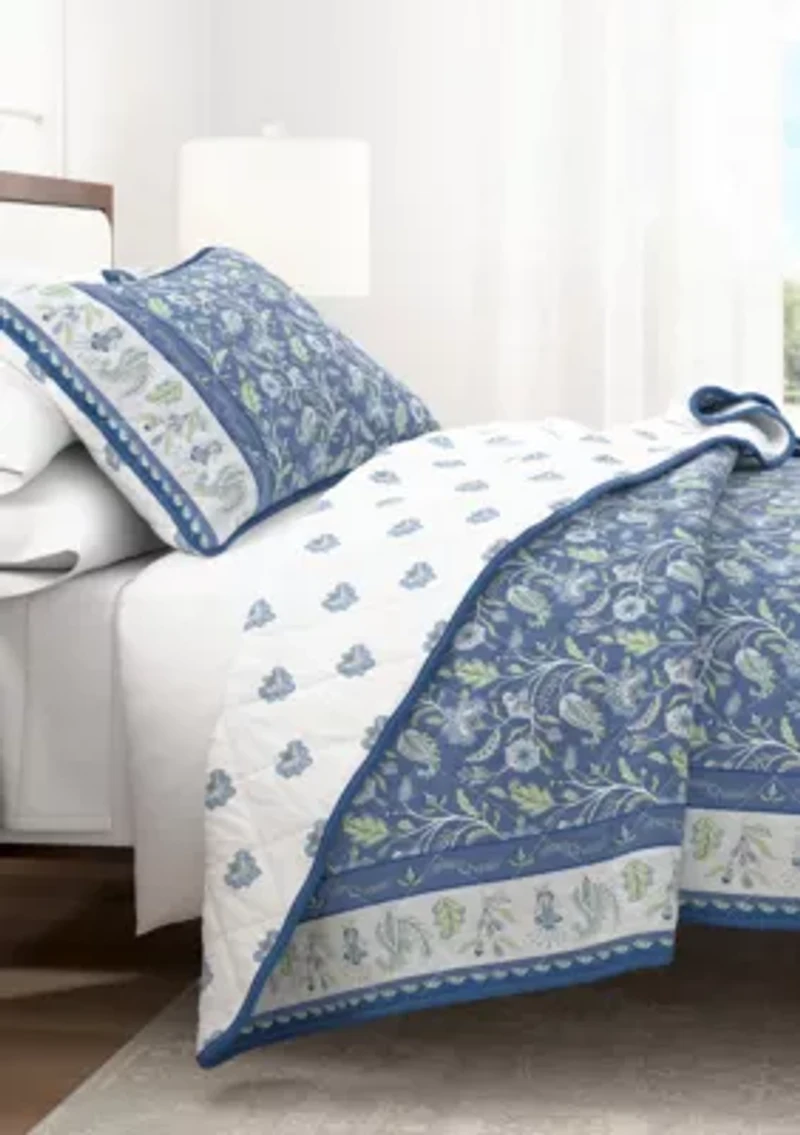 Boho Floral Printed Quilt Set