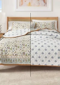 Boho Floral Printed Quilt Set