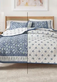 Boho Floral Printed Quilt Set