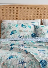 Blue Seashell Quilt Set