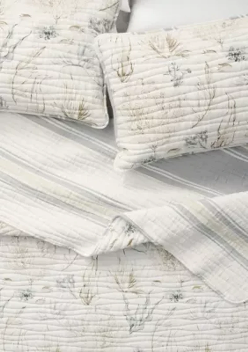 Taupe Coral Coastal Quilt Set