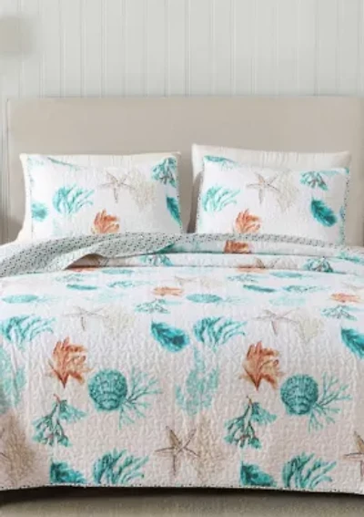 Sea & Coral Printed Quilt Set