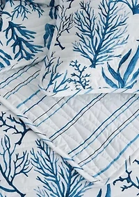 Navy Coral Coastal Quilt Set