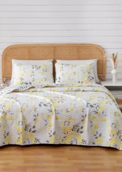 Yellow Watercolor Floral Quilt Set