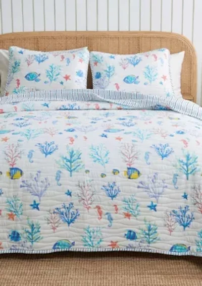 Colorful Coastal Seascape Quilt Set