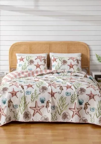 Coastal Sealife Printed Quilt Set