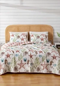 Coastal Sealife Printed Quilt Set