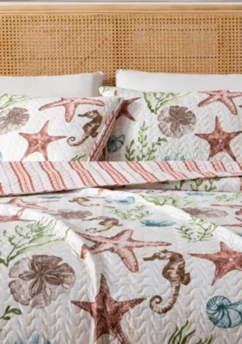 Coastal Sealife Printed Quilt Set