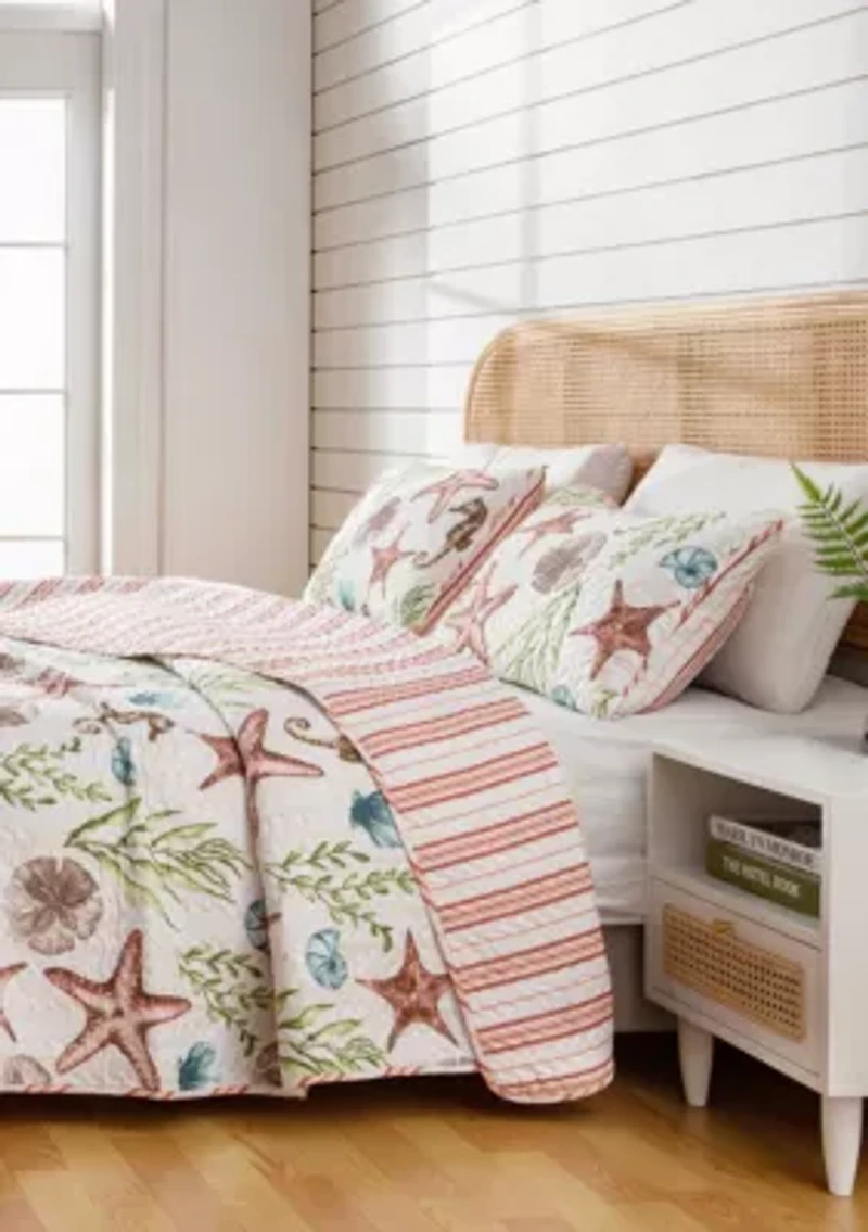 Coastal Sealife Printed Quilt Set