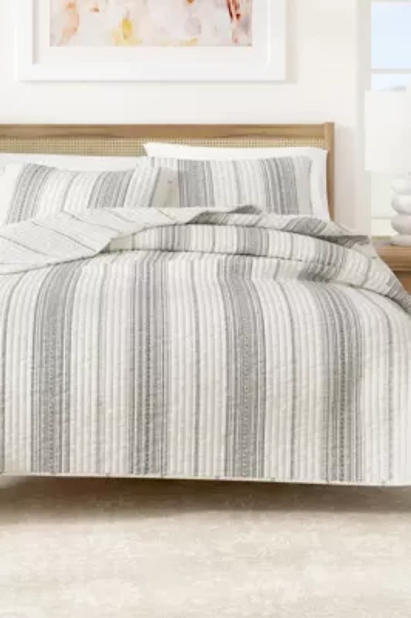 Boho Striped Quilt Set