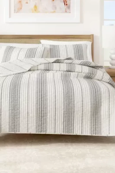 Boho Striped Quilt Set