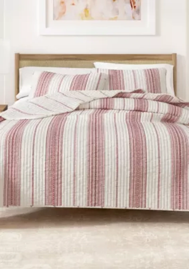 Boho Striped Quilt Set