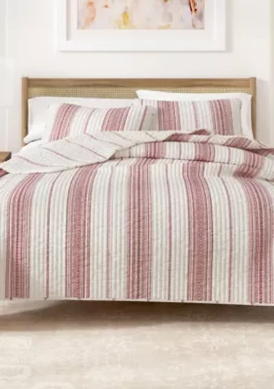 Boho Striped Quilt Set