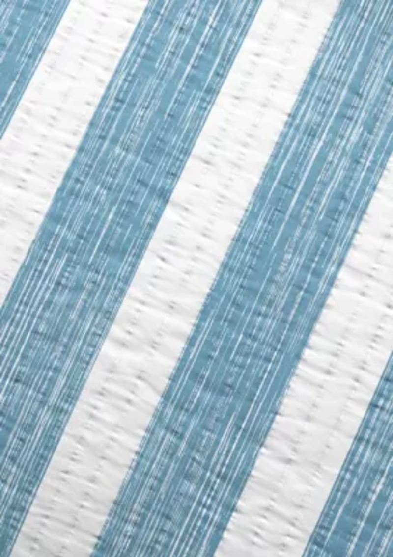 Blue Striped Coastal Quilt Set