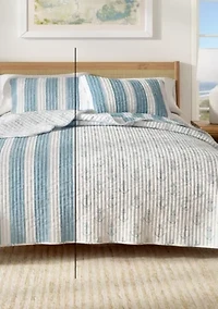 Blue Striped Coastal Quilt Set