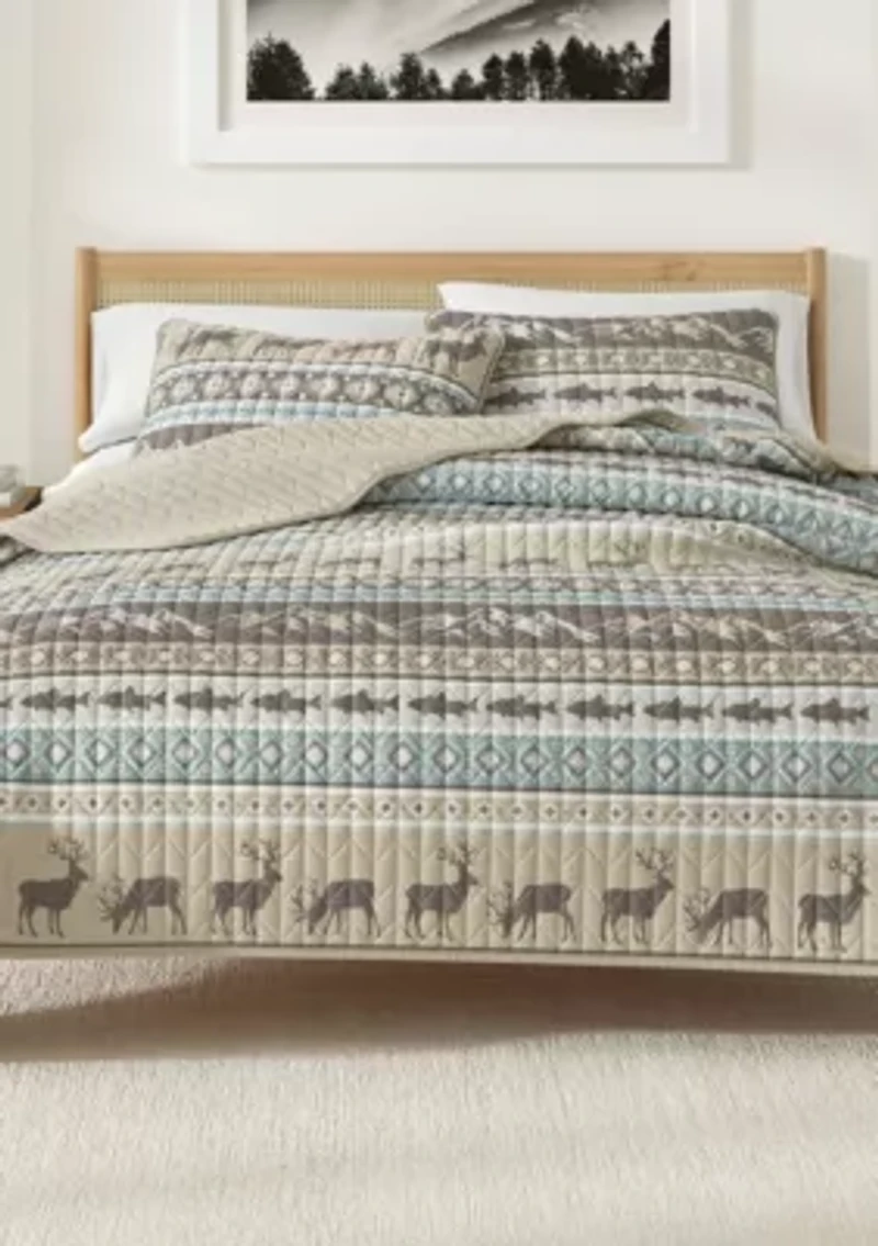 Rustic Lodge Stripe Quilt Set