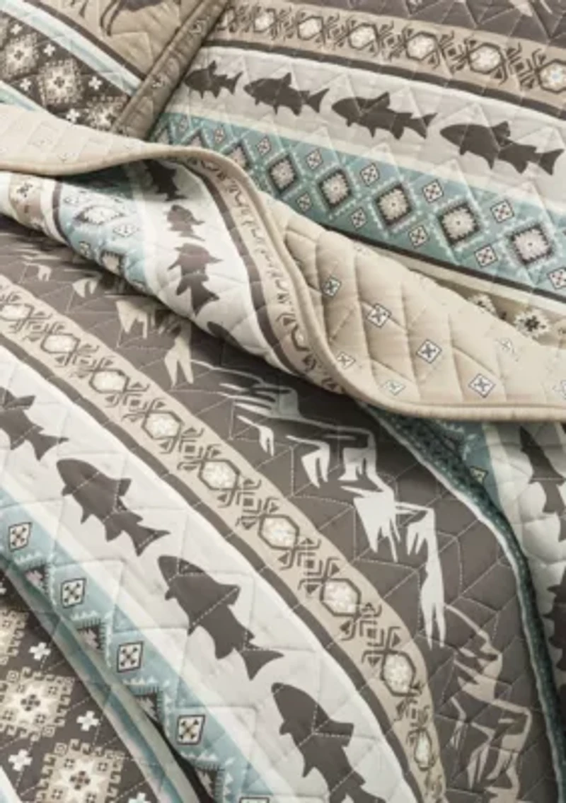 Rustic Lodge Stripe Quilt Set