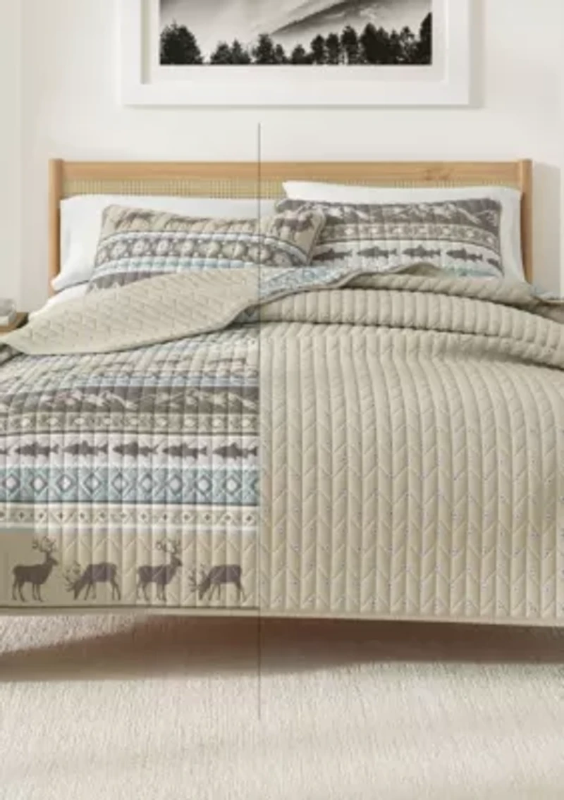 Rustic Lodge Stripe Quilt Set
