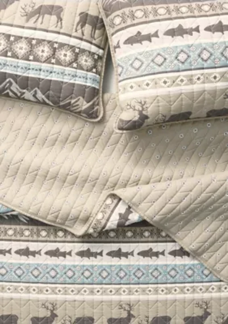 Rustic Lodge Stripe Quilt Set
