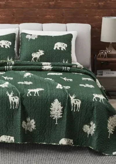 Lodge Forest Green Quilt Set