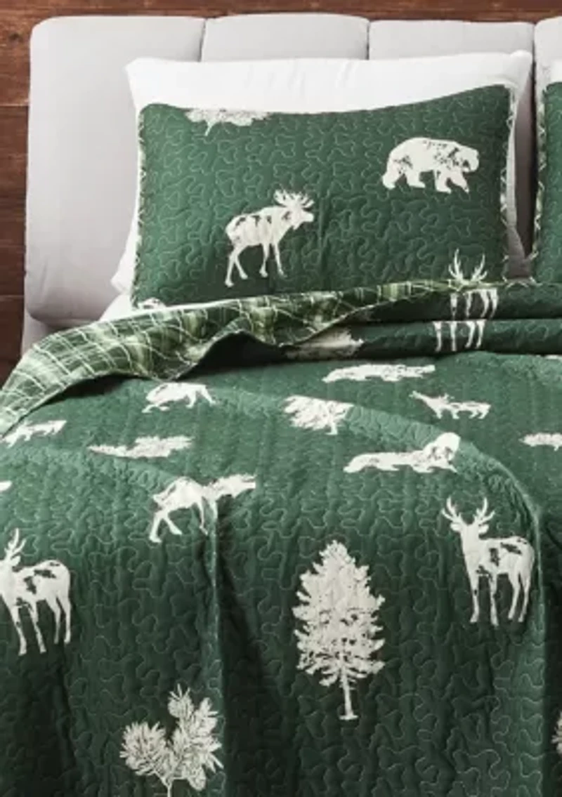 Lodge Forest Green Quilt Set