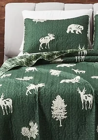 Lodge Forest Green Quilt Set
