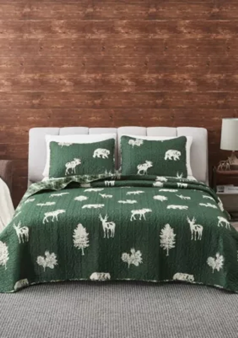Lodge Forest Green Quilt Set