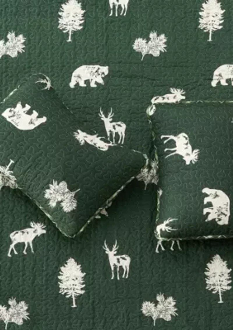 Lodge Forest Green Quilt Set