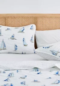 Navy Sailboat Nautical Quilt Set