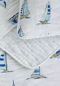Navy Sailboat Nautical Quilt Set