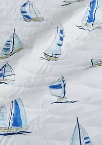 Navy Sailboat Nautical Quilt Set