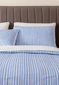 Tiny Stripes Microfiber Quilt Set With Shams