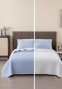 Tiny Stripes Microfiber Quilt Set With Shams